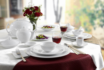 Ceramic tableware on the table