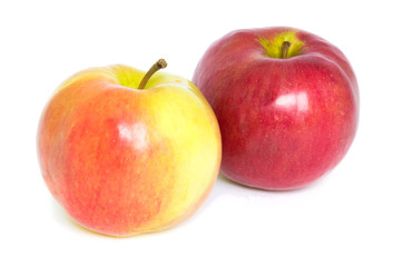 Two apples on a white background