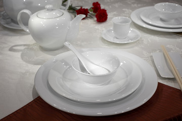 Ceramic tableware on the table