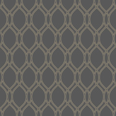 Seamless ornament. Modern stylish geometric pattern with repeating golden wavy lines