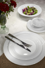 Ceramic tableware on the table
