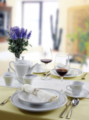 Ceramic tableware on the table