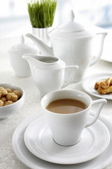 Ceramic tableware on the table