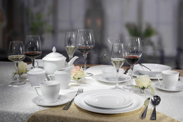 Ceramic tableware on the table