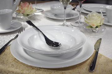 Ceramic tableware on the table