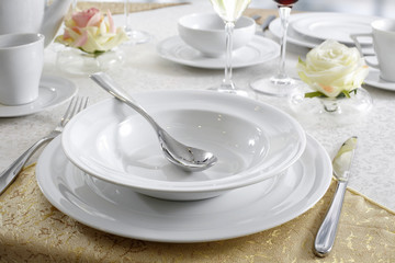 Ceramic tableware on the table