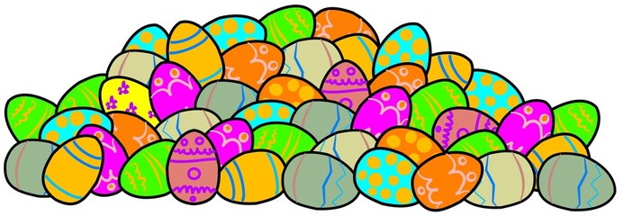 Pile of decorated Easter eggs