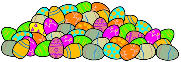 Obraz premium Pile of decorated Easter eggs