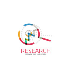 Vector thin line design logo magnifying glass, search and find or zoom logotype concept. Linear minimalistic business icon