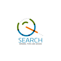 Vector thin line design logo magnifying glass, search and find or zoom logotype concept. Linear minimalistic business icon