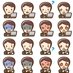 ビジネスマン　PC　スマホ　セット