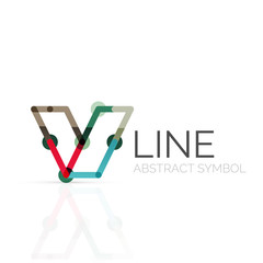 Linear abstract logo, connected multicolored segments of lines geometrical figure