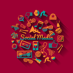 Social media illustration with modern icons