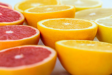 Red Oranges, Oranges And Grapefruit Citrus Fruit Slices