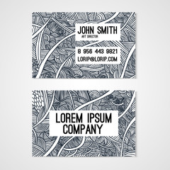 Business card template whit  hand-drawn waves.