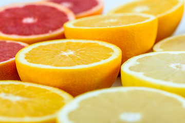 Red Oranges, Oranges And Grapefruit Citrus Fruit Slices