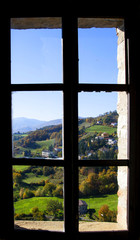 Fototapeta na wymiar View from the castle window