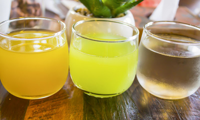 Three glass of juice