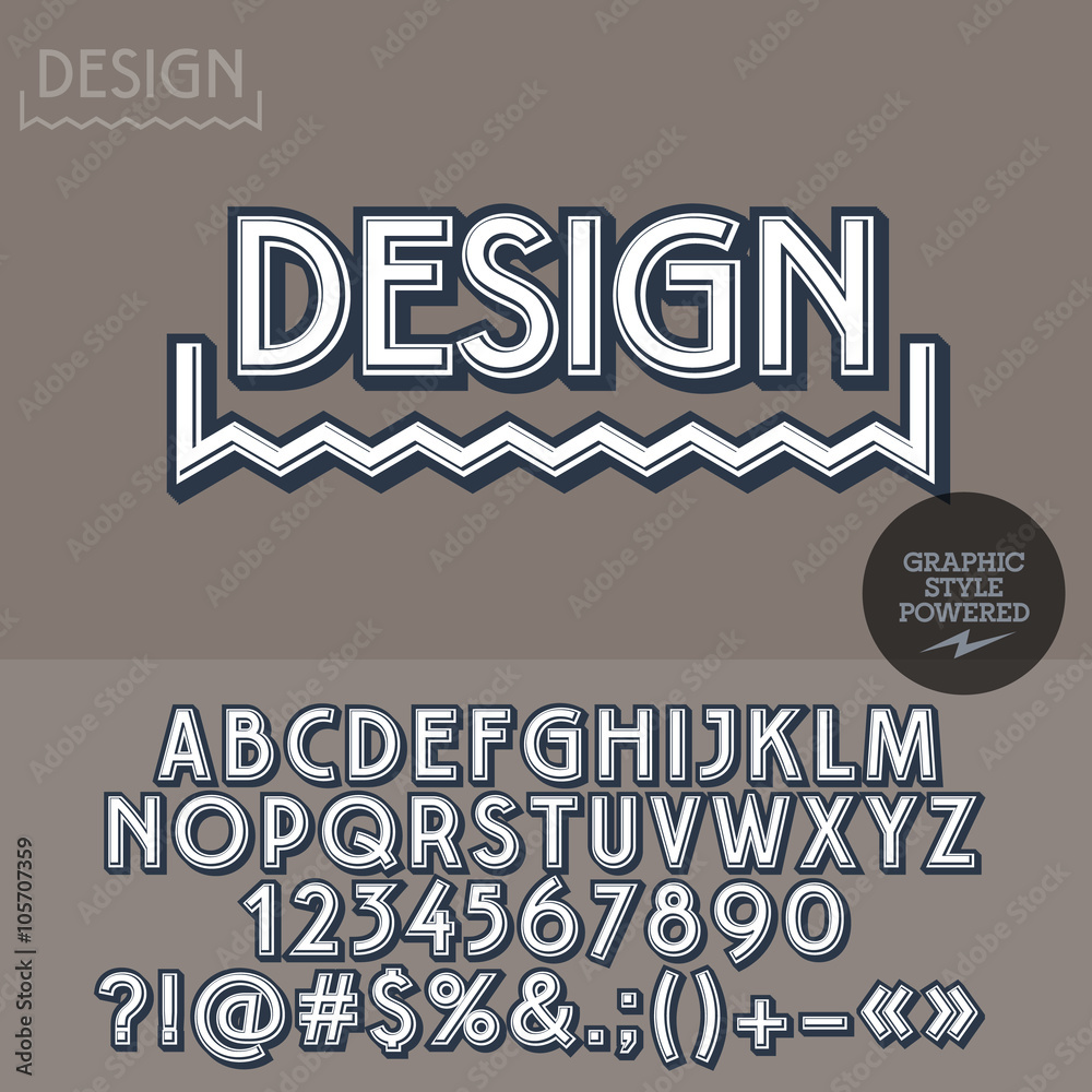 Fototapete retro styled icon for graphic designer studio. vector set of letters, numbers and symbols