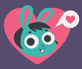 Fototapeta premium Bunny Head Inside Giant Heart