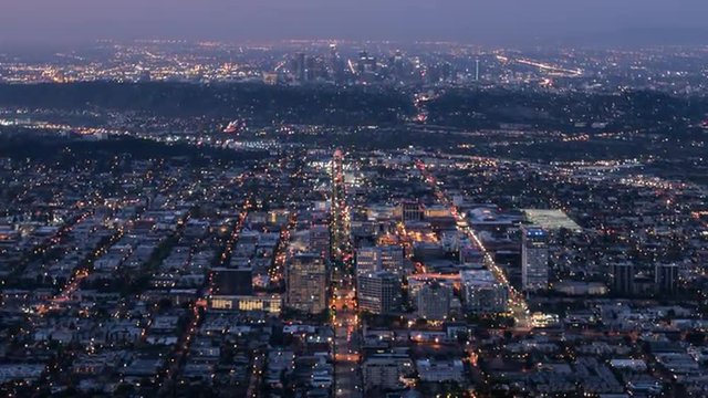 Los Angeles and Glendale Dawn Time Lapse with Zoom Out in Southern California 