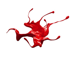 Red paint splash on white