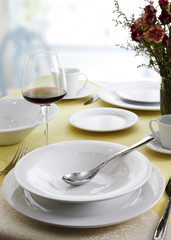 Ceramic tableware on the table