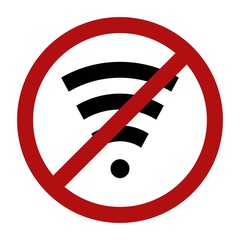 Wireless network symbol for your design. Original abstract No wi-fi icon. Vector illustration. Internet forbidden. Stop sign.