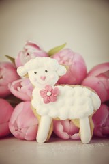 Osterkarte - Frohe Ostern - Osterplätzchen - kleines Lämmchen