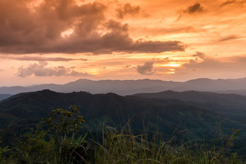 sunset at Ngo Mon Viewpoint,Mae Taeng,Chiang Mai,Thailand