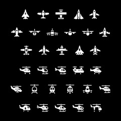 Set icons of planes and helicopters
