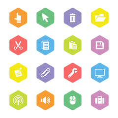 colorful flat computer and technology icon set for web design, user interface (UI), infographic and mobile application (apps)