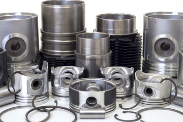 auto piston parts white background isolated