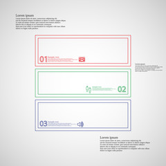 Square infographic template divided to three parts from double outlines