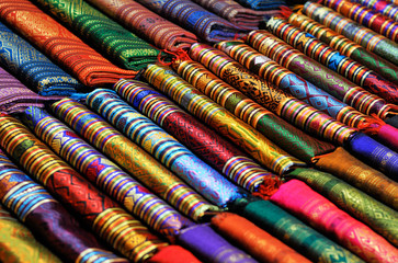 beautiful scarfes at the market