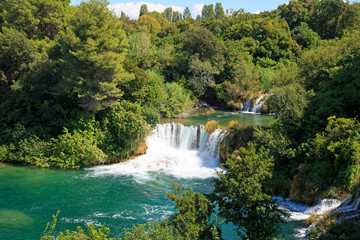Fototapeta na wymiar Wasserfall, Krka Nationalpark, Kroatien