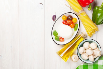 Mozzarella, tomatoes, basil and olive oil