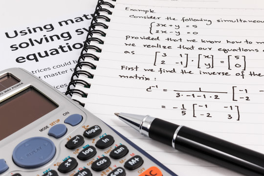 Step to using matrices when solving system of equations.
