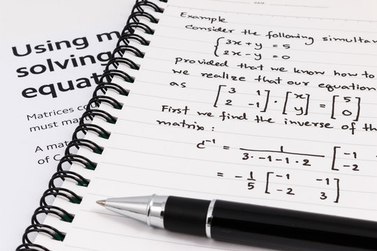 Step to using matrices when solving system of equations.