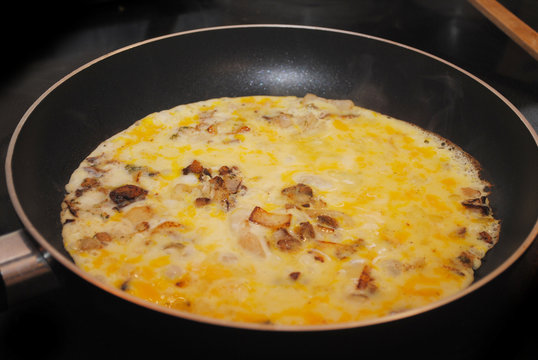Cooking Scrambled Eggs or an Omelet with Mushrooms & Onions