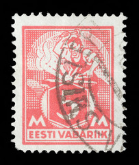 Stamp printed in Estonia shows Weaver and Smith, circa 1922.