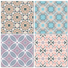 Set of 4 decorative mosaic seamless patterns.