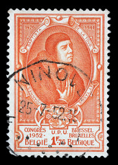 Stamp printed in Belgium shows Jean Baptiste Leschenault de la Tour - French botanist and ornithologist, circa 1952