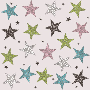 Seamless colored stars pattern