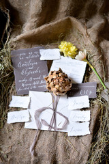 Wedding cards in rustic style
