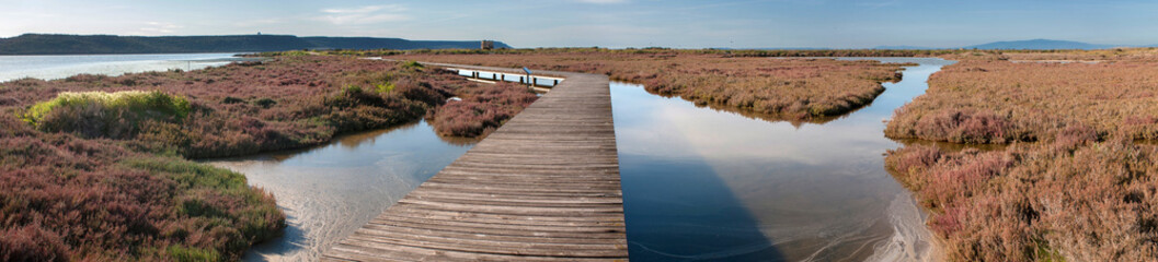 Panoramica dello stagno di Marceddì, Oristano, Sardegna