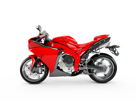 Red motorcycle isolated on a white background