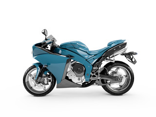 Steel Blue motorcycle isolated on a white background.