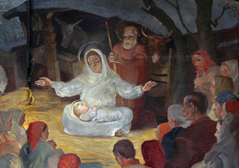 Birth of Jesus, altarpiece in parish church of Saint Mark in Zagreb, Croatia 