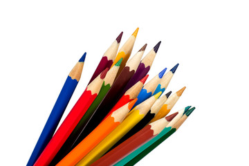 Colour pencils isolated on white background close up